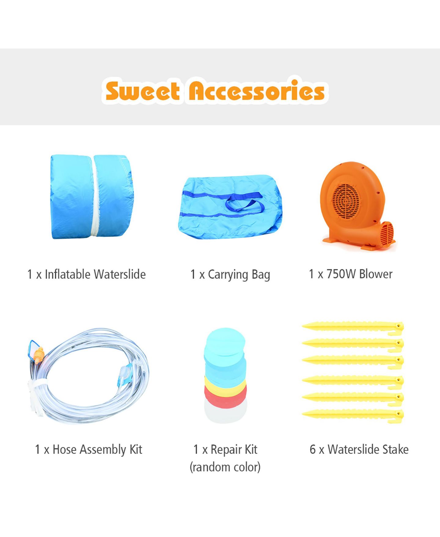 Детская игрушка Costway Inflatable Water Slide Kids Bounce House Castle Splash Pool Without, цвет: Синий — фото 6