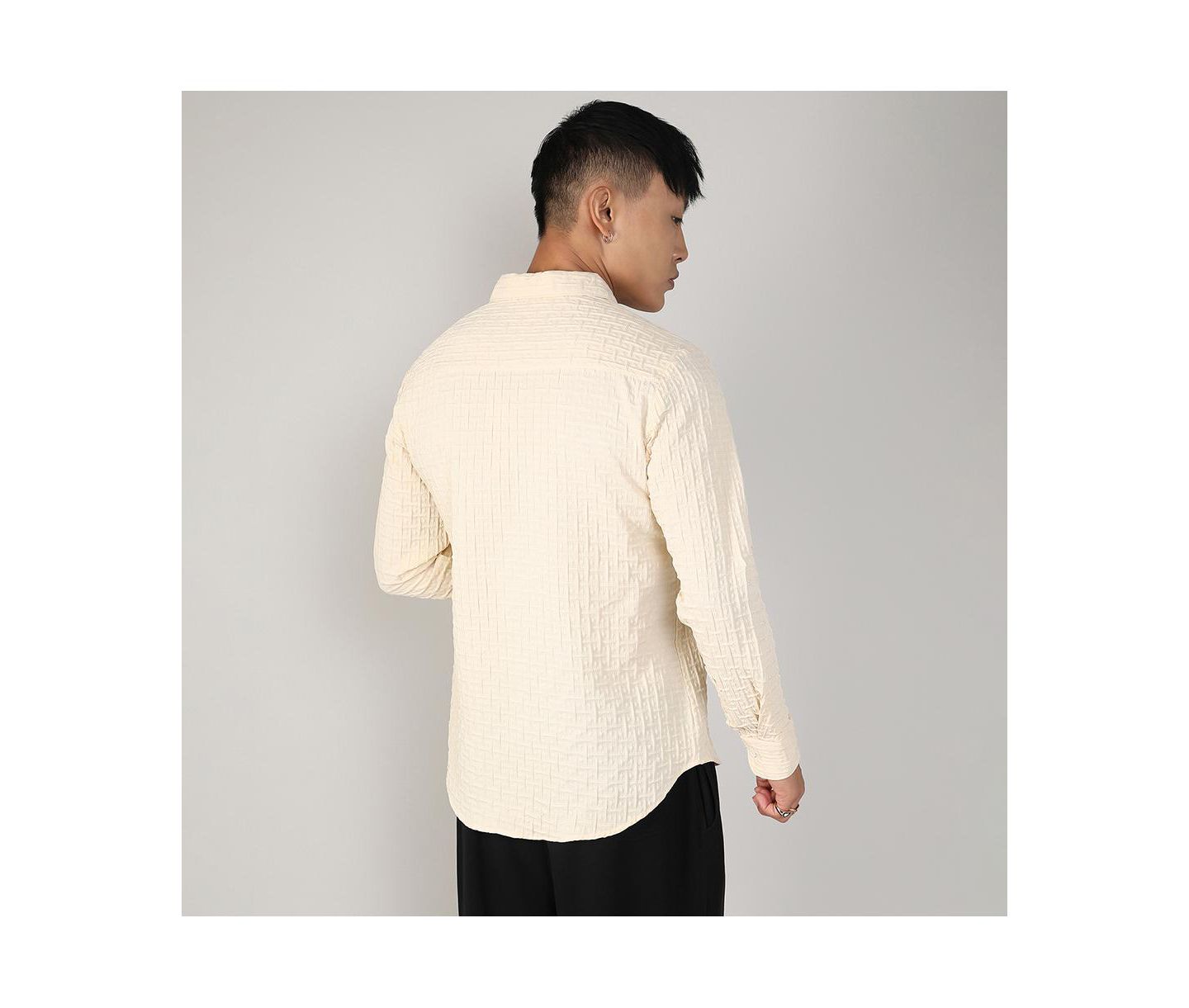 Мужская рубашка Cahoot Campus Sutra Pale Yellow Textured Weave, цвет: Жёлтый — фото 5