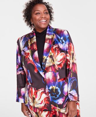 Plus Size Printed Blazer, Created for Macy's