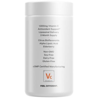 Liposomal Vitamin C 1500mg with Zinc, Elderberry, Citrus Bioflavonoids Grapefruit, Lemon, Orange Powder, Quercetin & Rose HIPS, 180 Capsules