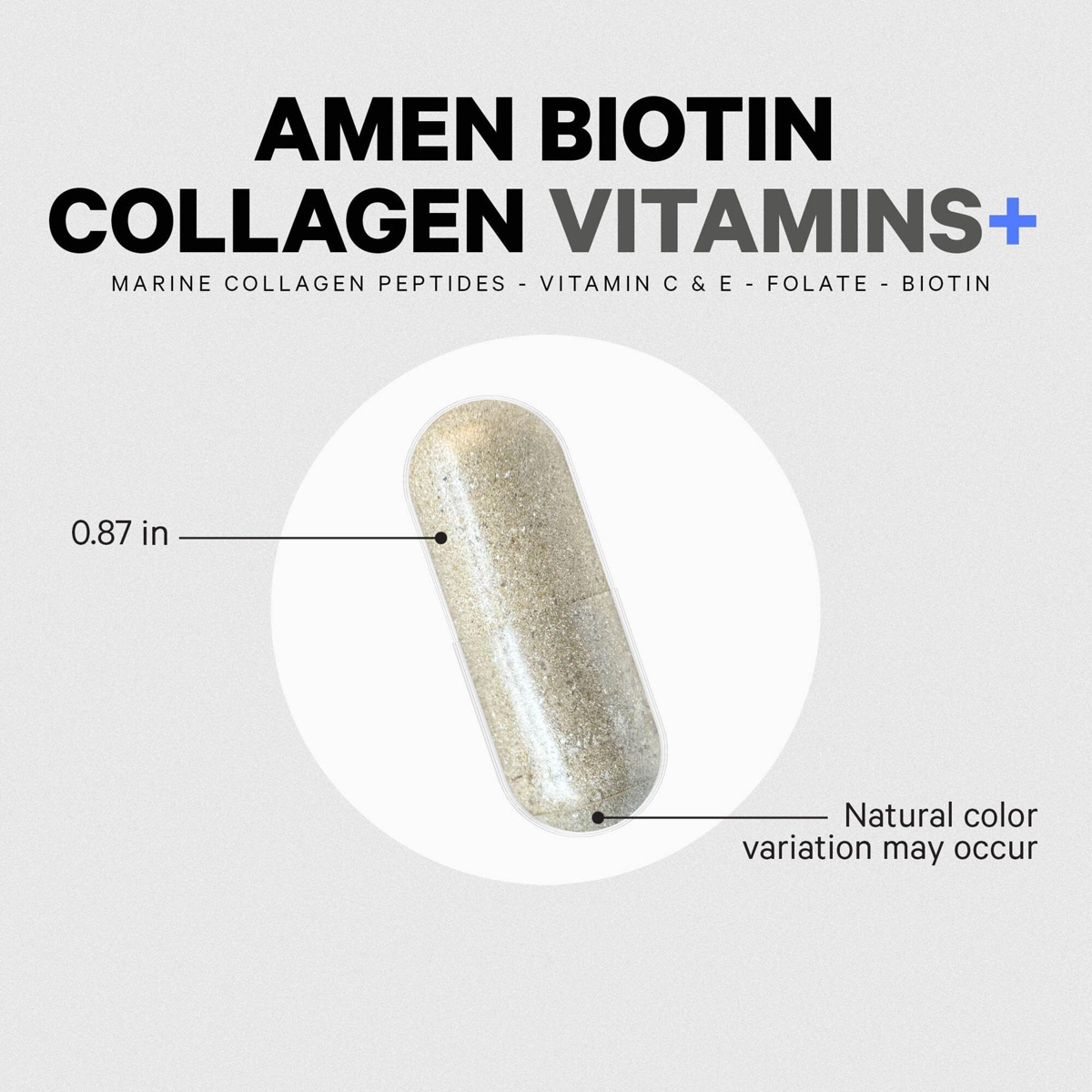 Amen Biotin Collagen Vitamins+ 10,000 mcg Biotin Supplement - Hydrolyzed Collagen, Vitamins C & E, Folate, Hyaluronic Acid, Keratin, Msm, Saw Palmetto