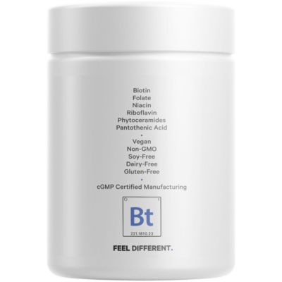 Biotin Supplement with Vitamin C, Vitamin E, Vitamin B6, Niacin, Folate, Organic Food Blend, Phytoceramides, Astaxanthin, Selenium, 90 Ct