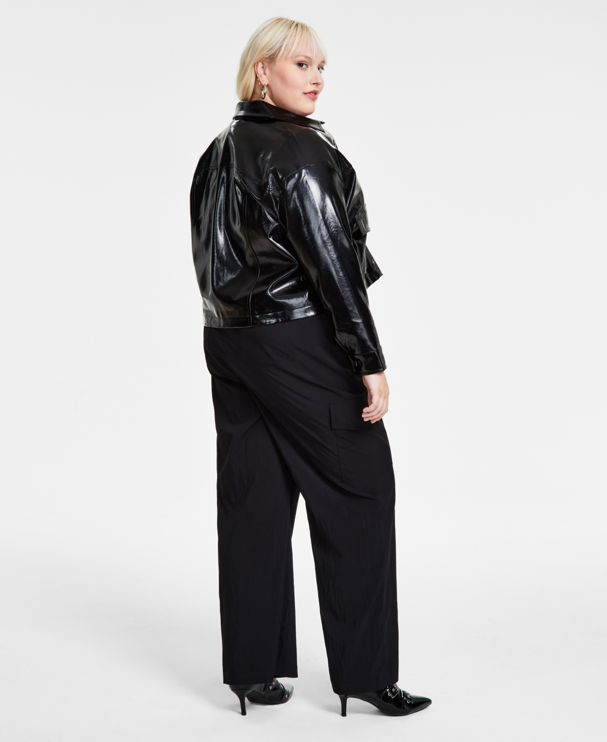 Bar Iii Trendy Plus Size Faux-Leather Snap-Front Jacket, Created for Macy's