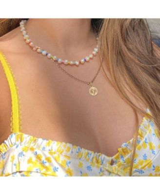 7–8 mm Handcrafted Freshwater Pearl Necklace with Rainbow Beads