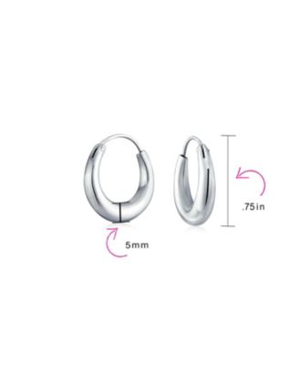 Simple Plain Circle Crescent Tapered Tube Hollow Puff Tube Round Hoop Earrings Sterling Silver