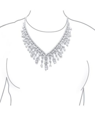 Art Deco Style Jewelry Multi Teardrop CZ Statement Spray Bib Collar Necklace