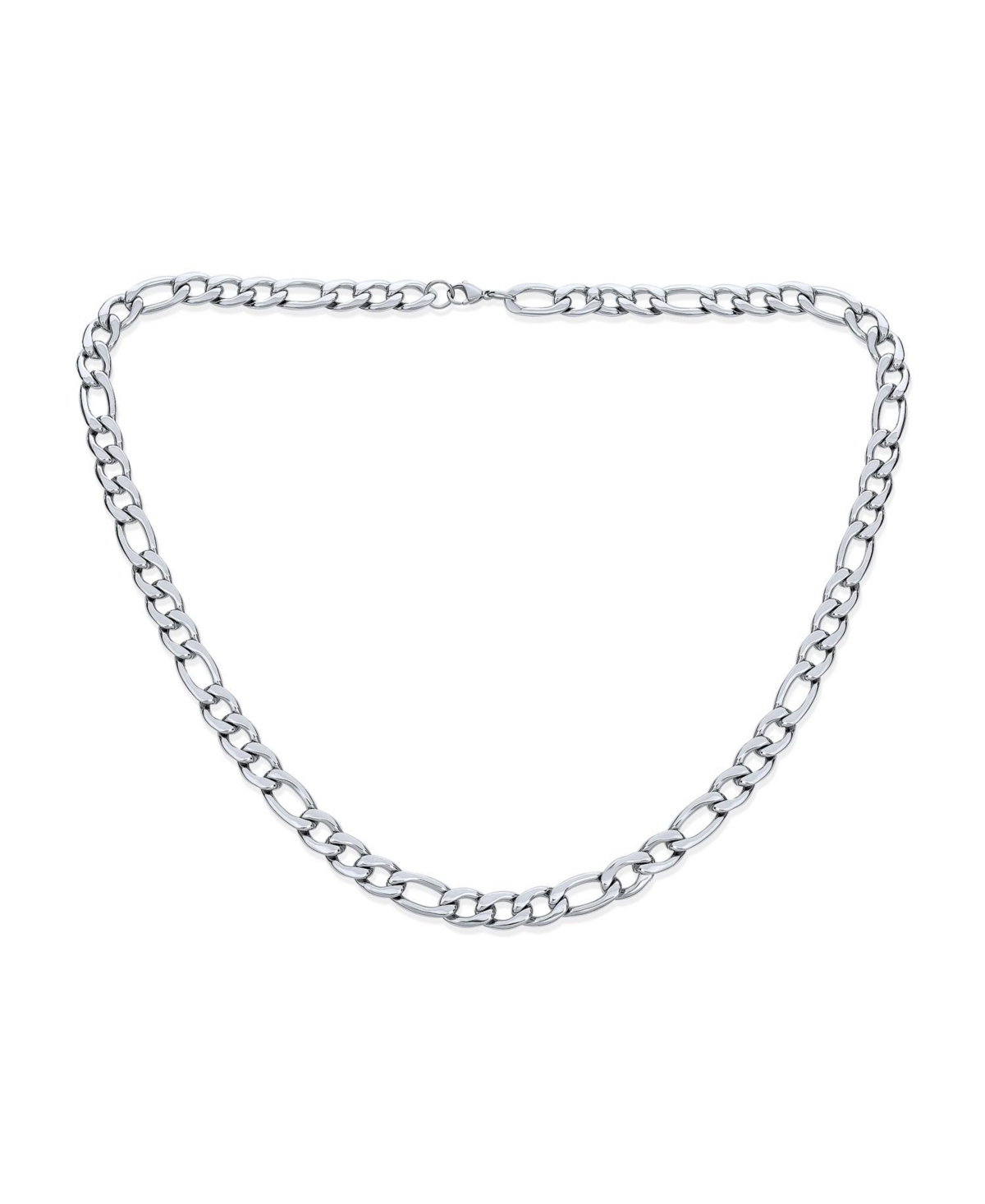 Bling Jewelry Heavy Solid Strong Shinny Mens Figaro Chain Necklace Link bracelet Set SilverPlated Stainless Steel Inch 11MM