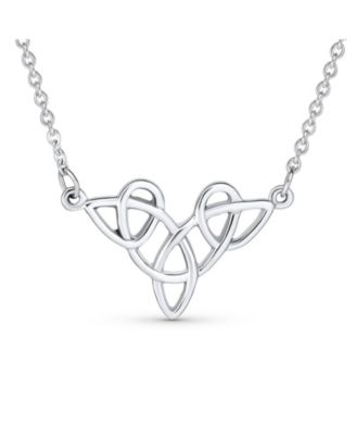 Good Luck Friendship Heart Trinity Irish Love Knot Triquetra Infinity Statement Celtic Necklace Collar Pendant Sterling Silver Medium