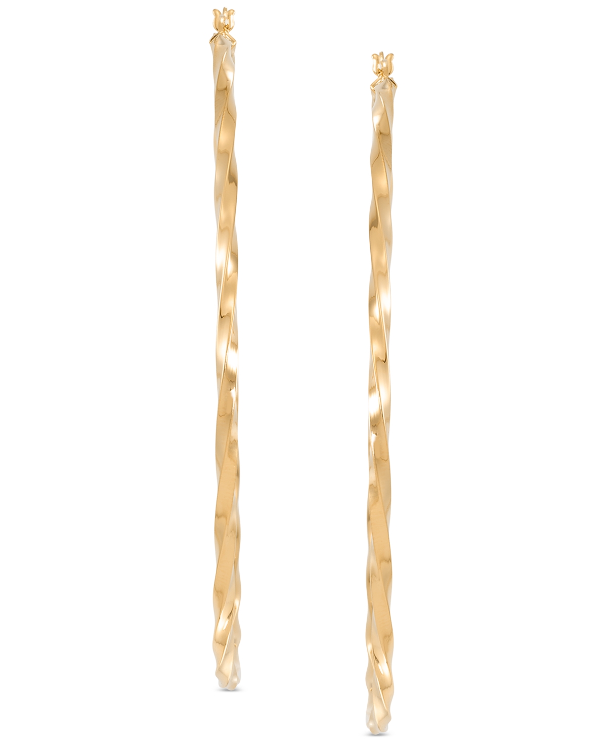 Macy's Twist Texture Extra-large Hoop Earrings In 14k Gold-plated Sterling Silver, 80mm In Gold Over Silver