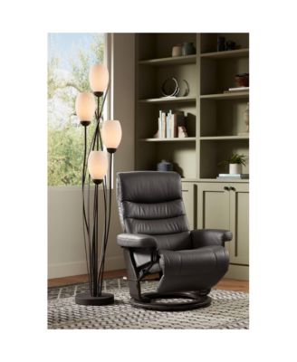 Modern Floor Lamp 4-Light Tree 73" Tall Ginger Black Tulip White Cased Glass Shades for Living Room Bedroom Uplight