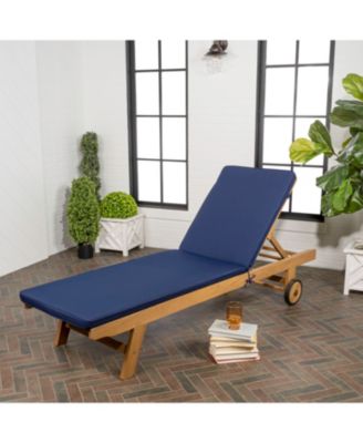 Mallorca Modern Classic Adjustable Acacia Wood Chaise Outdoor Lounge Chair with Cushion & Wheels