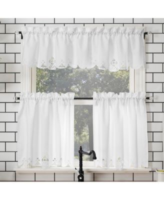 Mariela Floral Trim Semi-Sheer Rod Pocket Kitchen Curtain Valance
