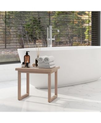 Long Natural Wood Bath Spa Stool with Non-slip Foot Pads for Elderly