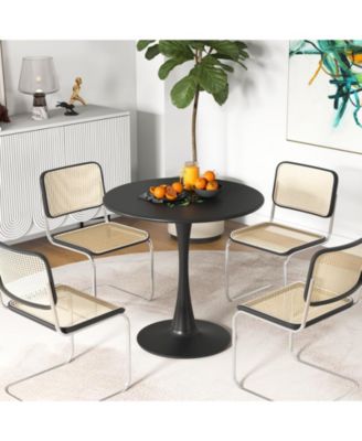 31.5 Inch Round Dining Table with Anti-Slip PP Ring-Black