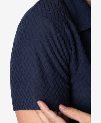 Men's Casual Textured Camp Collar Short Sleeve Button-Up Shirt