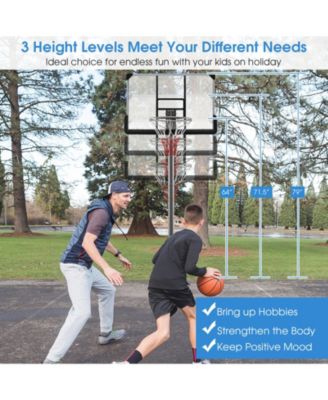 Basketball Hoop with 5.4-6.6FT Adjustable Height and 50 Inch Backboard-Black