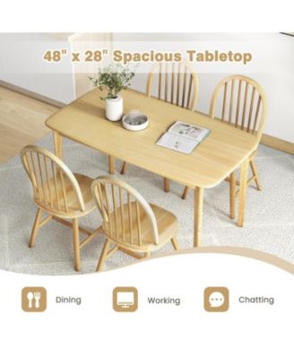 5 Pieces Wooden Dining Table Set with 4 Windsor Chairs