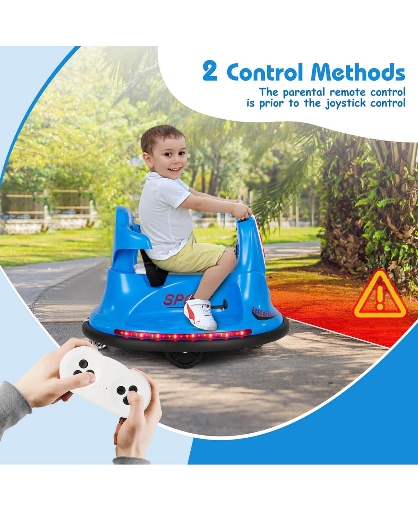 Детская игрушка Costway Electric Remote Control Bumper Car, 26" x 26" x 18.7", 66 lbs. Capacity, Ages 3-7, цвет: Синий — фото 4