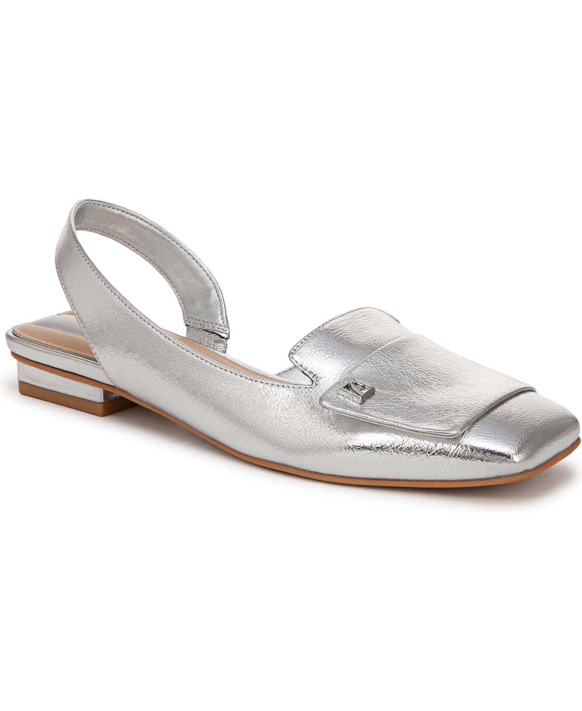Franco Sarto Women's Teagan Square Toe Slingback Flats In Silver Faux Leather