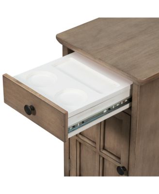  Classic Vintage End Table with USB Ports and Drawer