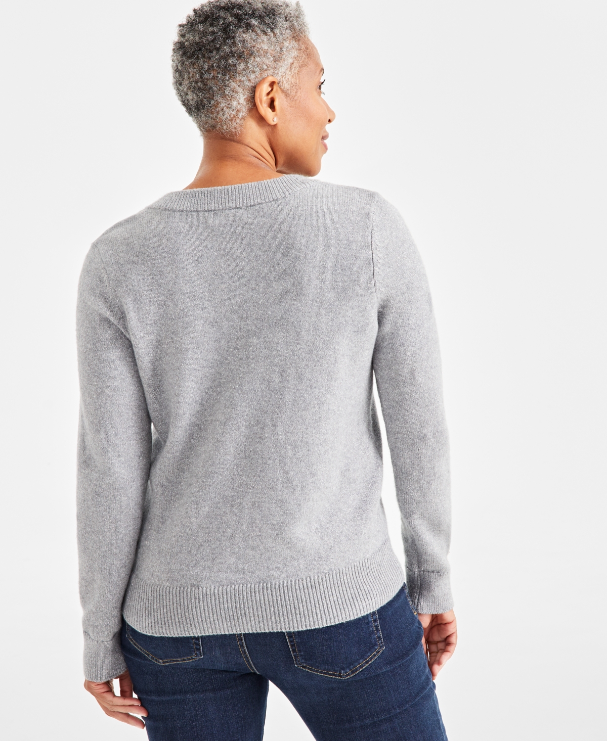 Style & Co Women's Shine V-Neck Pullover Sweater, Created for Macy's