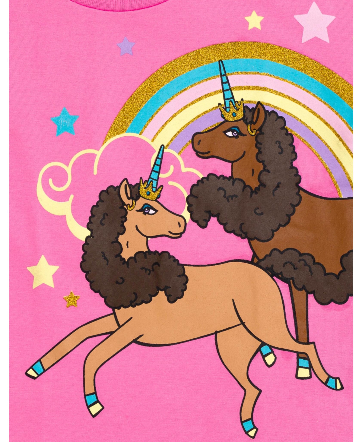 Afro Unicorn Girls T-Shirt and Chambray Shorts Outfit Set to