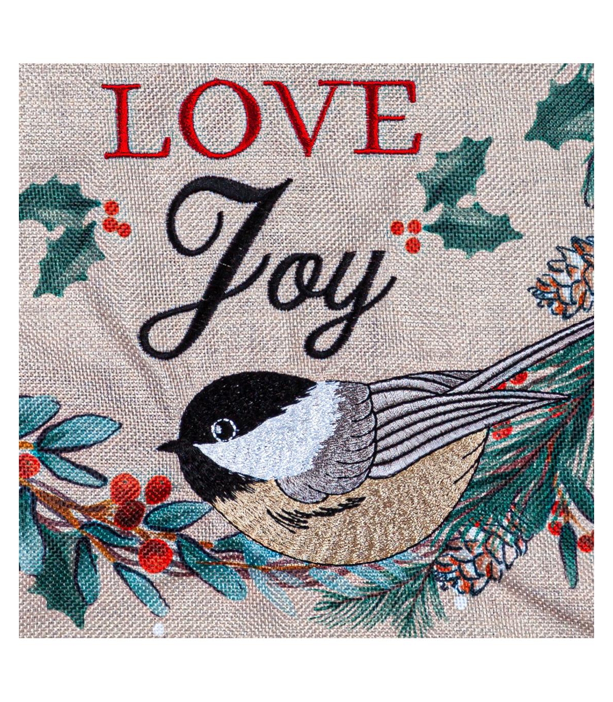 Evergreen Garden Flag Chickadee Wreath Burlap Double Sided Indoor Outdoor Decor