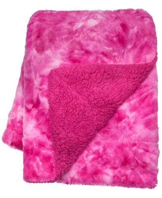 Premium Throw Blanket & Pillow Cover - Long Faux Fur Fuzzy Sherpa Throw (50" x 65”) & 2 Pillow Covers (18" x 18”) - 3-Piece Set, Pink
