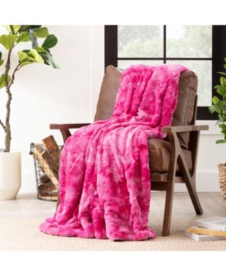 Premium Throw Blanket & Pillow Cover - Long Faux Fur Fuzzy Sherpa Throw (50" x 65”) & 2 Pillow Covers (18" x 18”) - 3-Piece Set, Pink