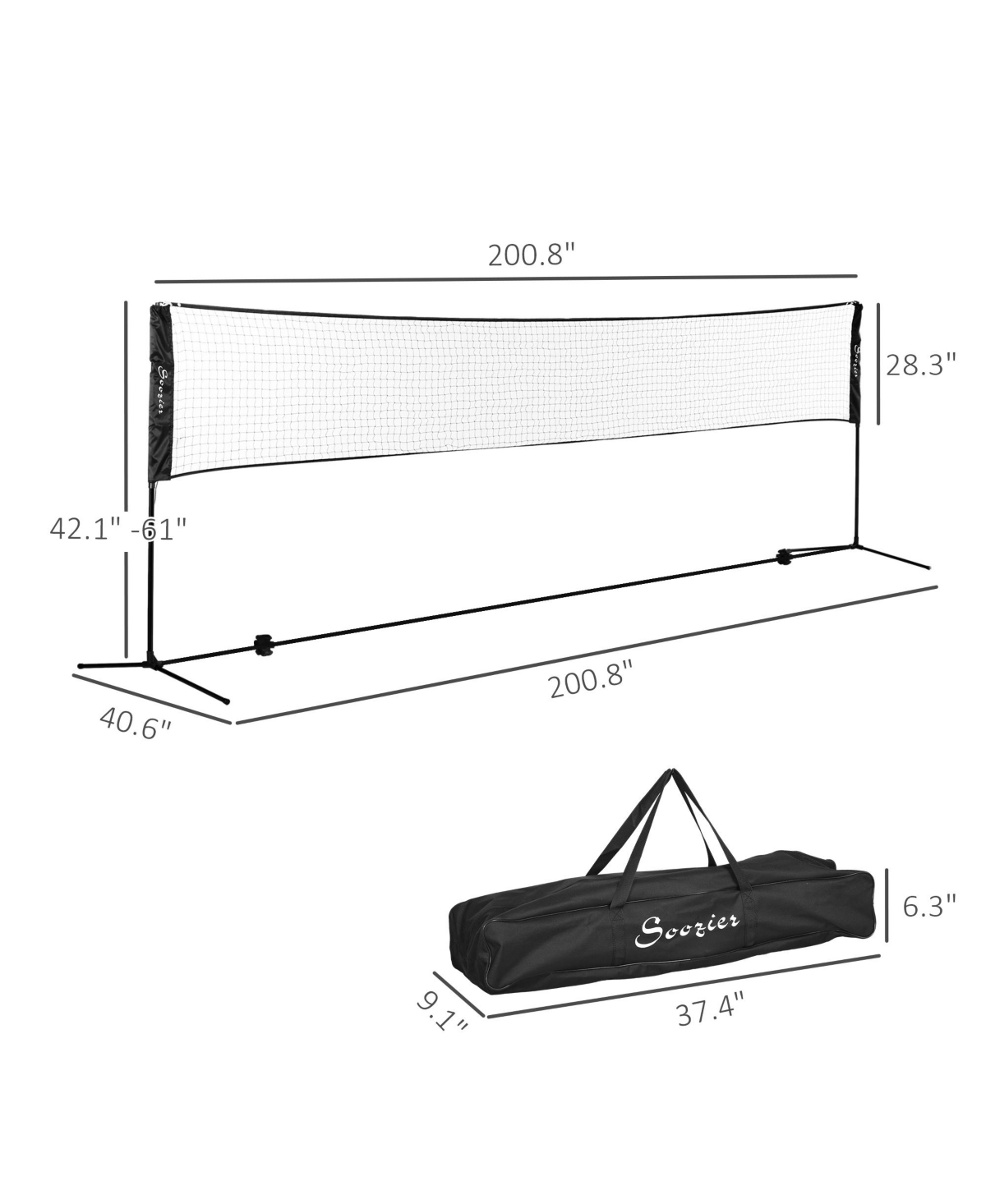Streamdale Furniture All-in-One Portable Sports Net Set for Badminton, Pickleball & Volleyball