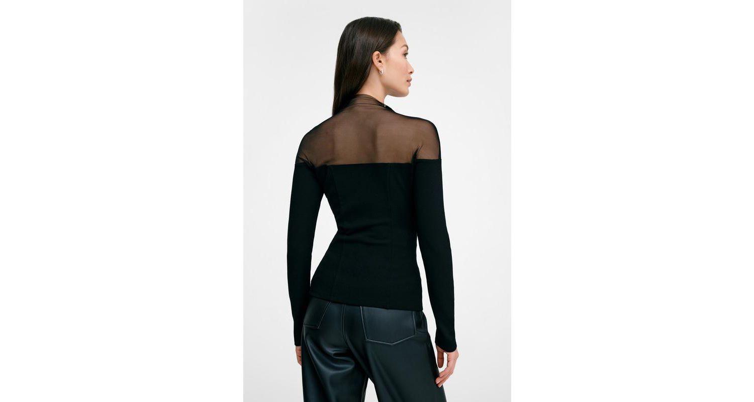 Women's Joanna Mesh Off-Shoulder Long-Sleeve Fitted Top