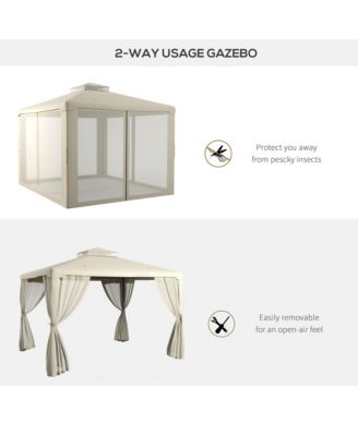 9.6' x 11.6' Patio Gazebo: Garden Canopy Shelter with Netting