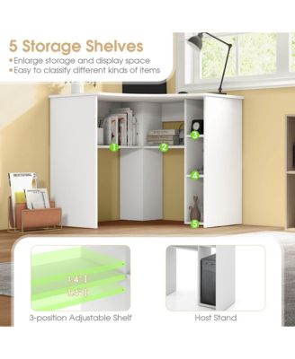 L-Shaped Computer Desk with Storage Shelves Adjustable Shelf for Home Office