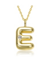 GiGiGirl 14k Gold Plated Cubic Zirconia Initial Pendant Bubble Letter Necklace - Gold 714