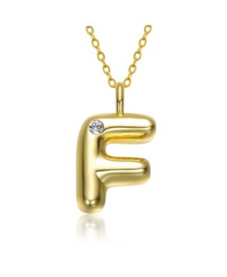GiGiGirl 14k Gold Plated Cubic Zirconia Initial Pendant Bubble Letter Necklace - Initial f 43$