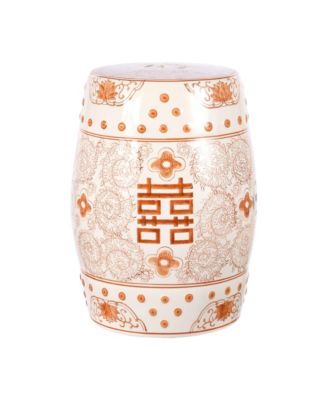 Double Chinoiserie Ceramic Drum Garden Stool