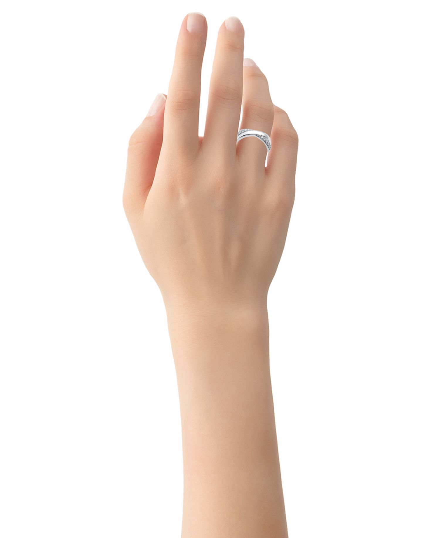 Diamond Pav&eacute; Crossover Ring (1/6 ct. t.w.) in Sterling Silver