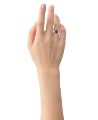 Black Diamond Oval Cluster Ring (1/6 ct. t.w.) in Sterling Silver