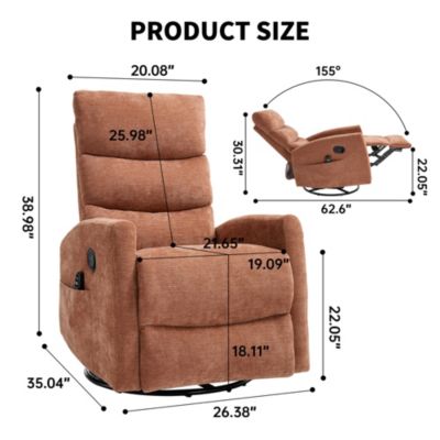 Massage Recliner - 360° Swivel & Heat Rocking Chair