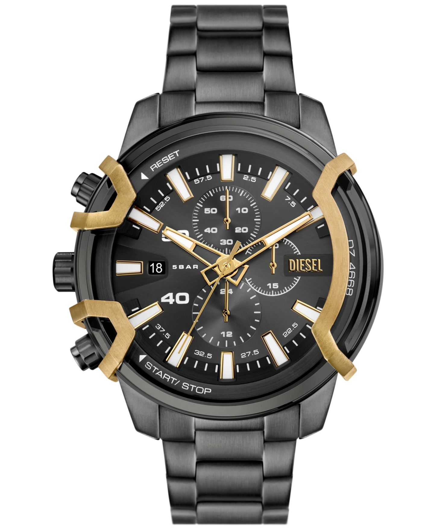 Diesel Men's Griffed Quartz Chronograph Gunmetal Stainless Steel 48mm — фото 1