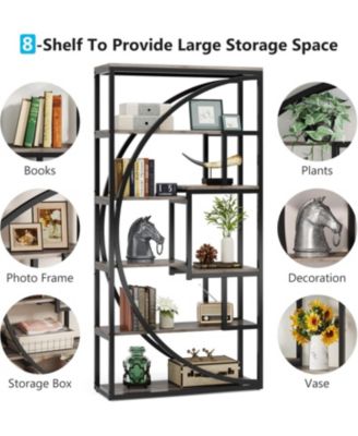 Industrial 5-Tier 70.8-Inch Tall Bookshelf with 8 Open Shelves Etagere Bookcase Display Storage Unit for Home or Office