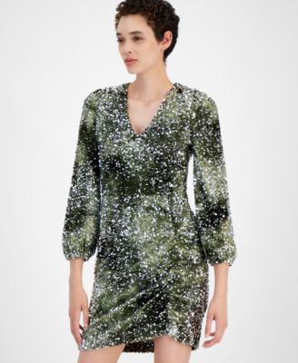 BOSS Orange - Women's V-Neck 3/4-Sleeve Sequin Dress