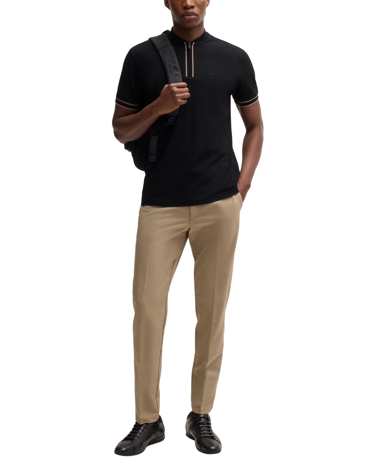 Boss by Hugo Boss Men's Cotton-Pique Zip-Neck Polo