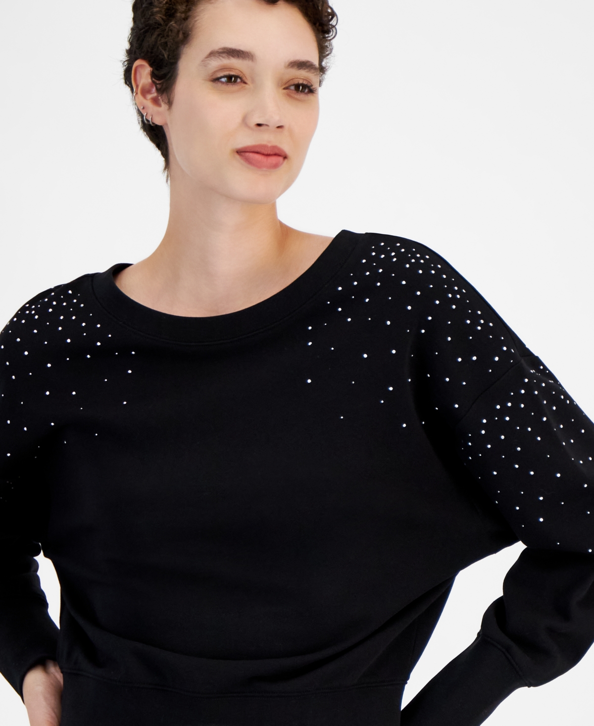 HUGO BOSS WOMEN'S ELAY EMBELLISHED COTTON SWEATER