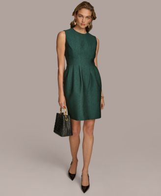 【Donna Karan New York】llic Jacquard Dress Donna Karan New York Petite Pleated Metallic Jacquard Dress