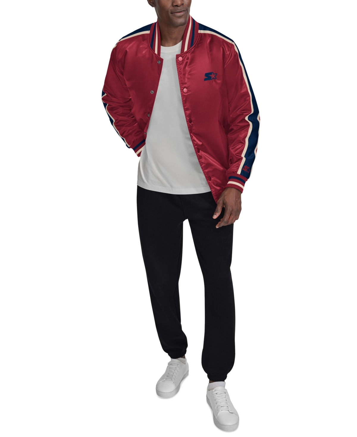 Starter Men's Enzo Stripe Logo Satin Jacket
