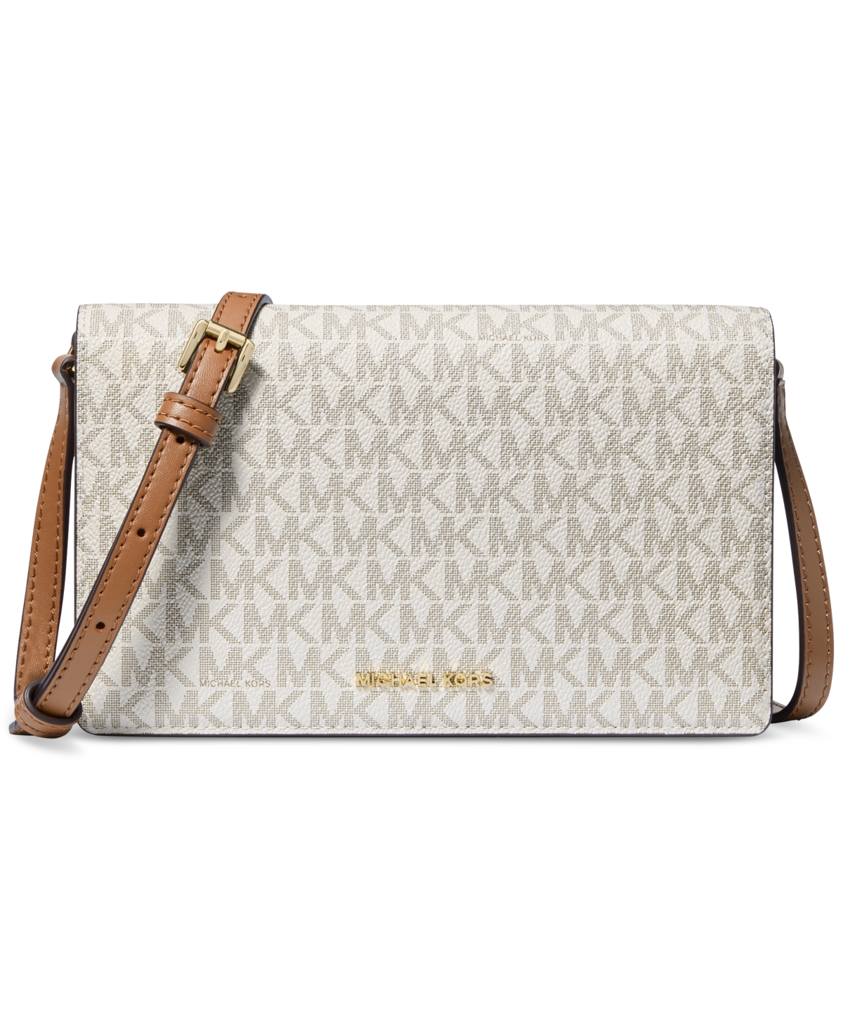 Michael Kors Michael  Jet Set Logo Medium Flap Crossbody In Vanilla,ac