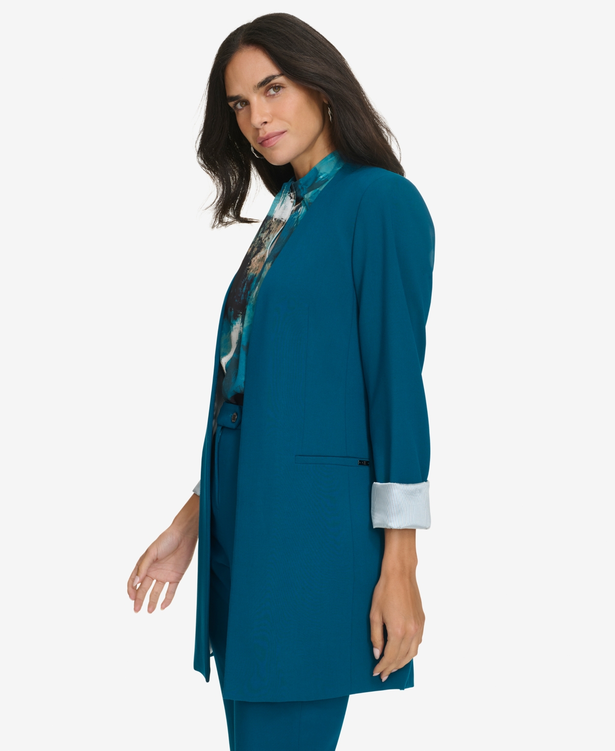 Calvin Klein Women's Open-Front Roll Sleeve Topper Jacket