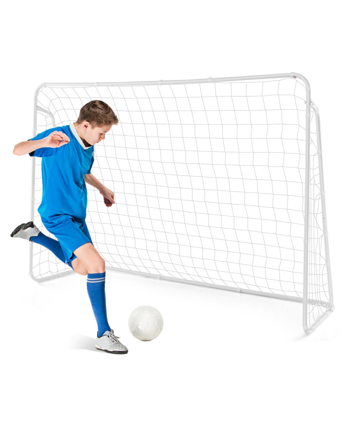 Soccer Goal for Backyard with Heavy Duty Frame and Ground Stakes - White