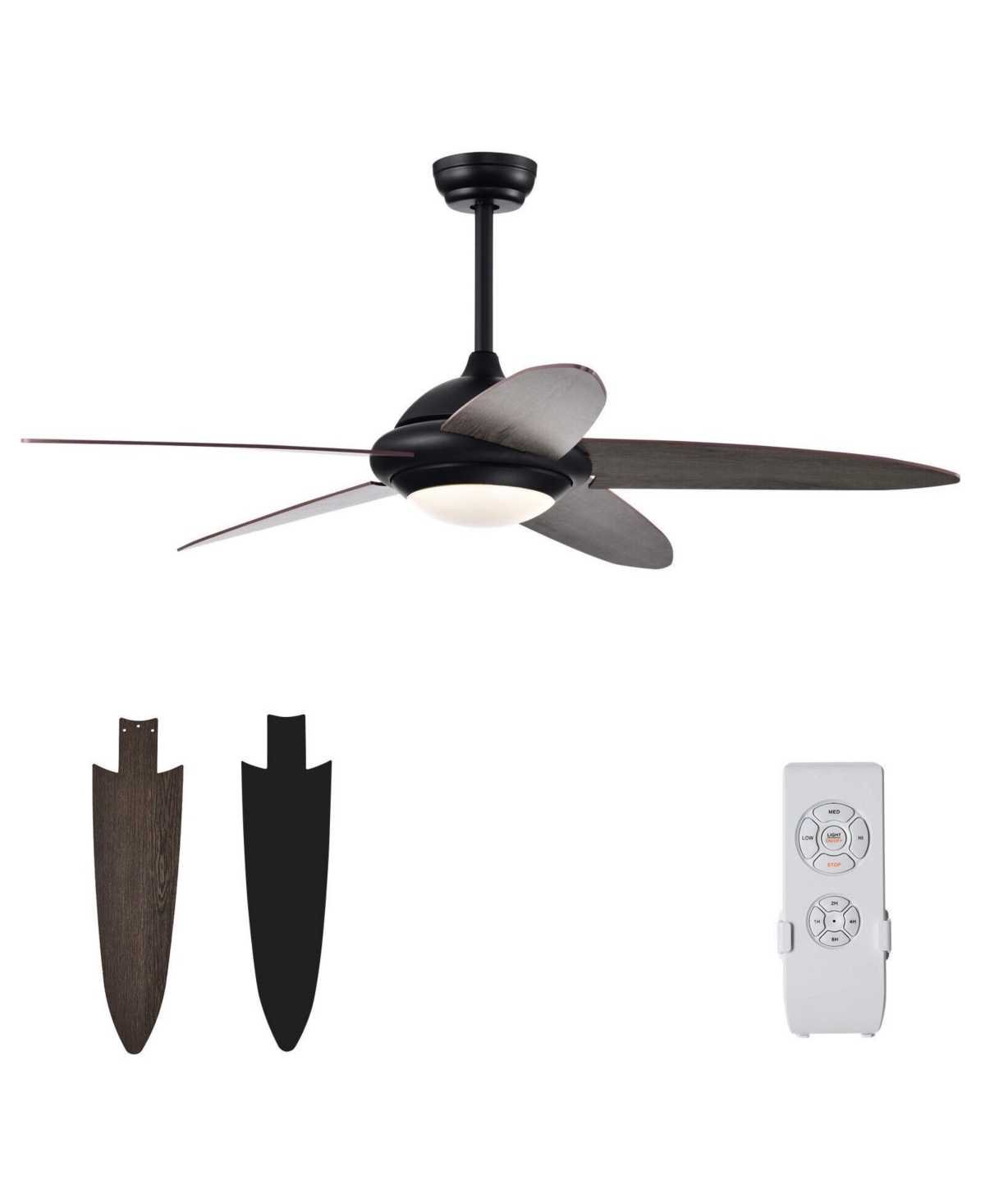 Skonyon Ceiling Fan with Lights and 3 Lighting Colors- Black